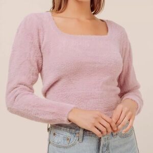ASTR Fuzzy Square neck fitted sweater. Size S